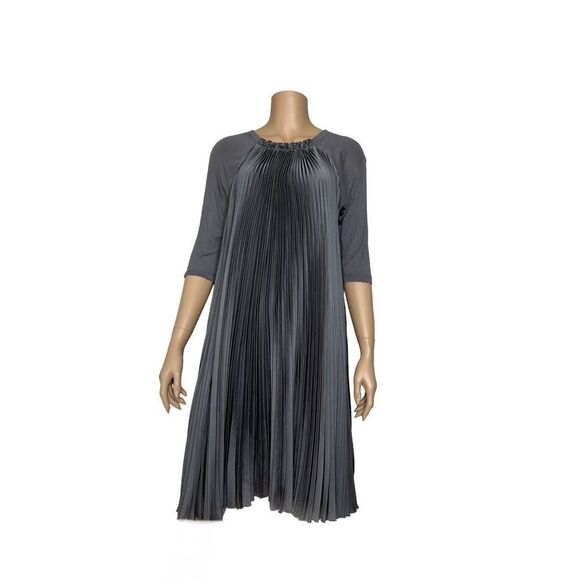 BCBG Maxazria pleated Gray Midi dress M (027) - Picture 1 of 11